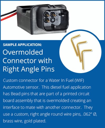 Custom Overmolded Connector with Right Angle Pins Round Gold-plated Water in Fuel Automotive